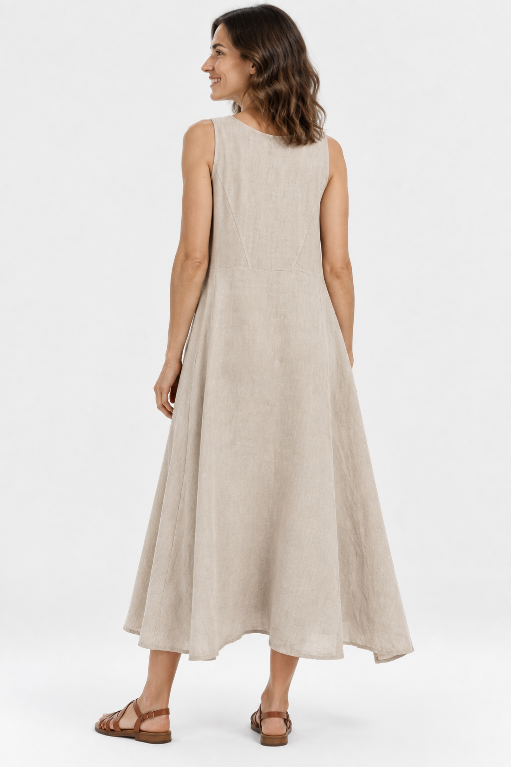 Eluneth | Robe d'Été Femme en Coton et Lin à Col V