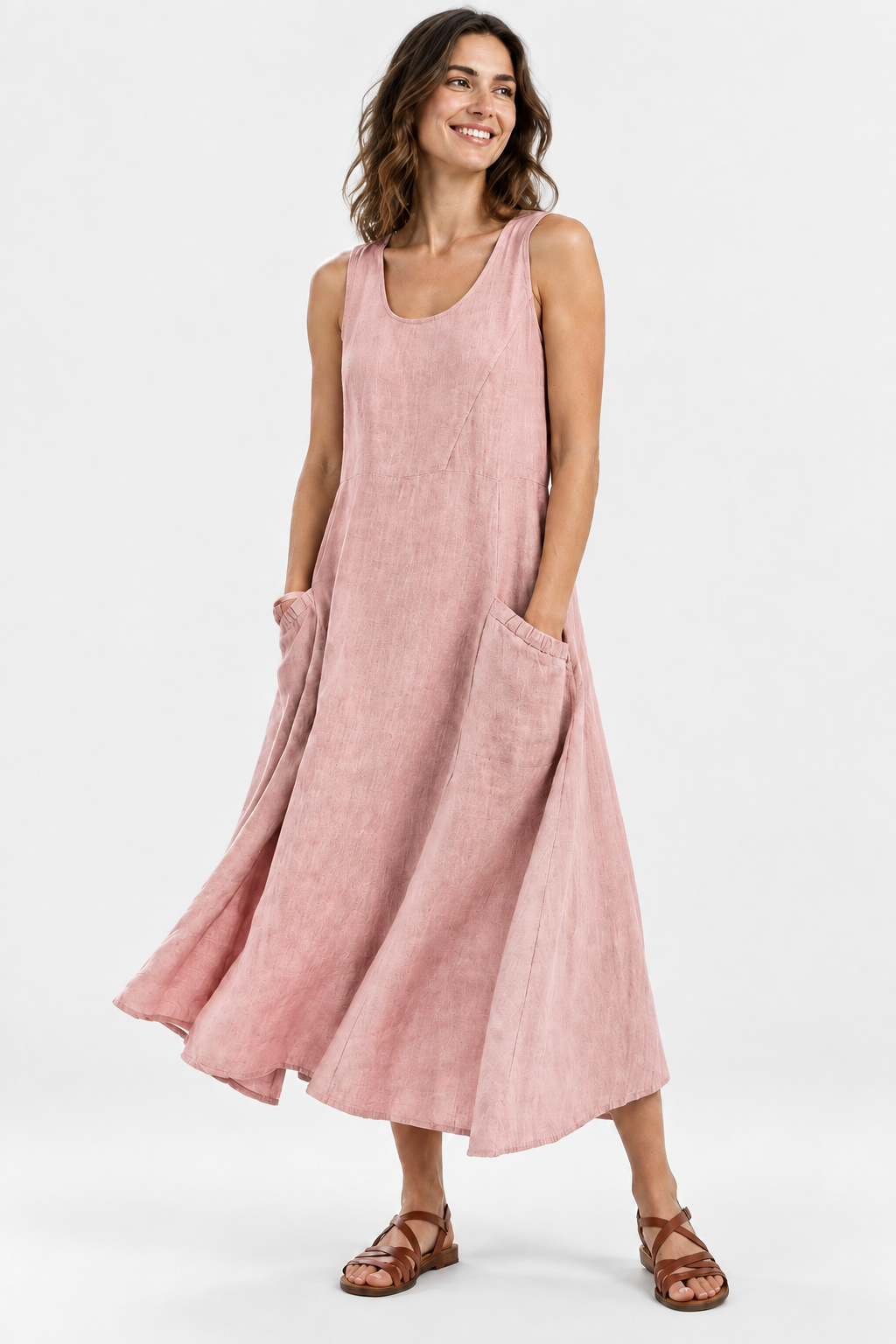 Eluneth | Robe d'Été Femme en Coton et Lin à Col V
