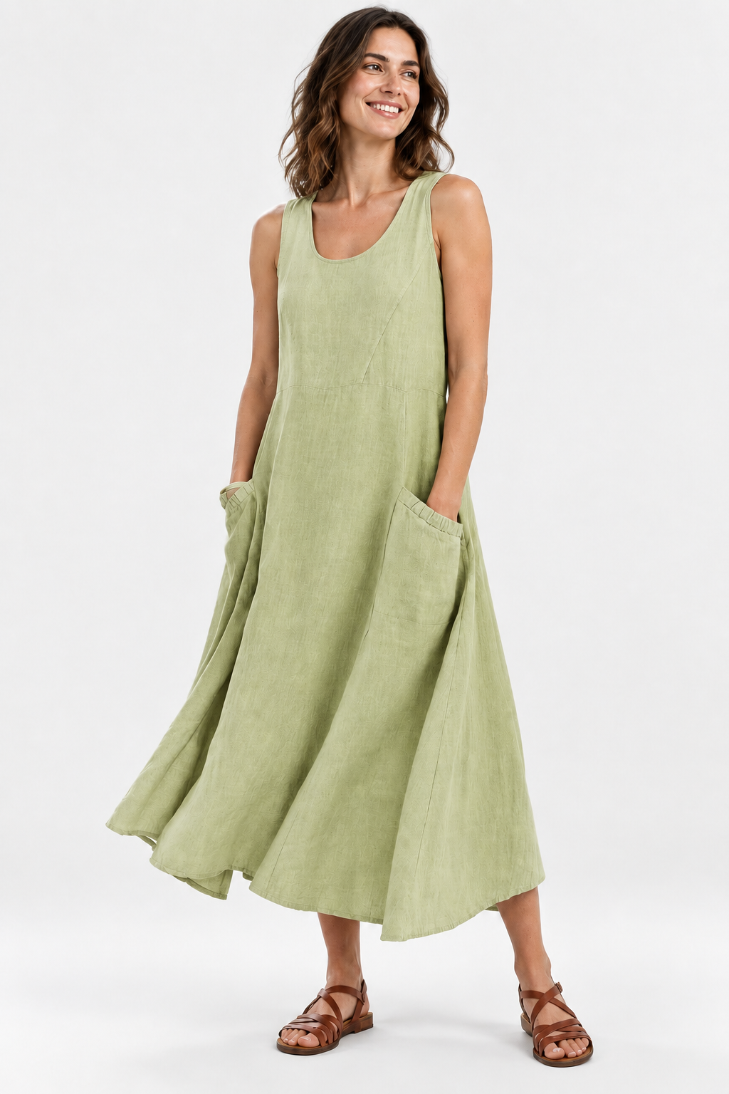 Eluneth | Robe d'Été Femme en Coton et Lin à Col V