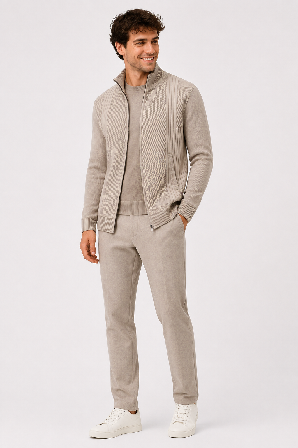Eluneth | Veste Homme Zippée en Maille Épaisse