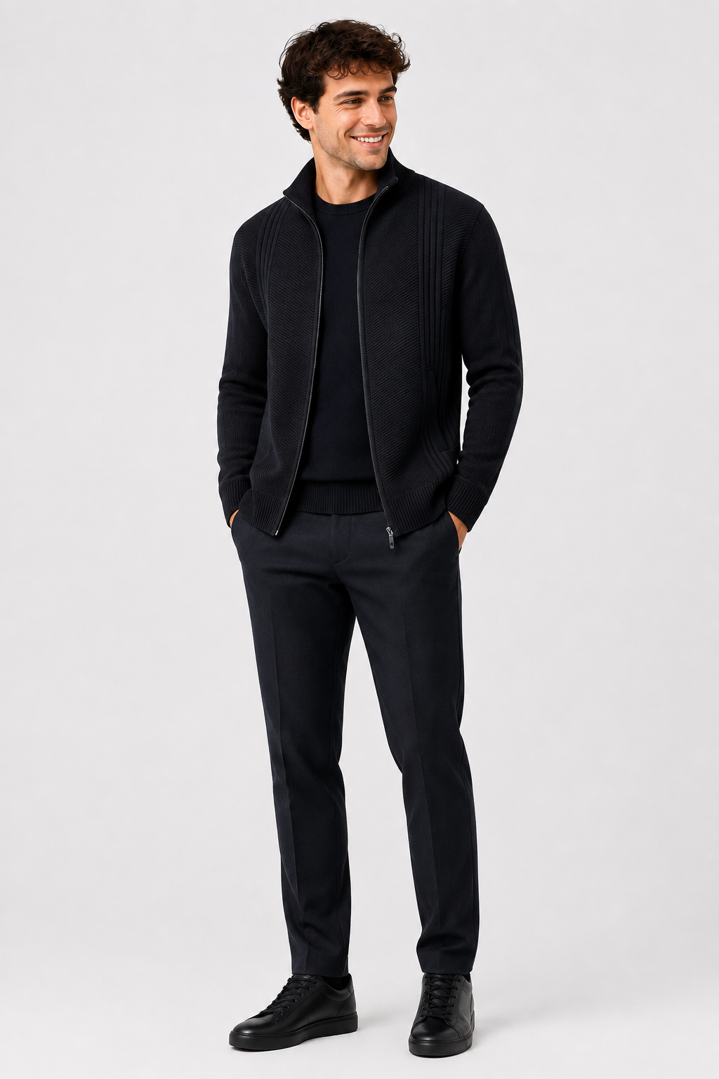 Eluneth | Veste Homme Zippée en Maille Épaisse
