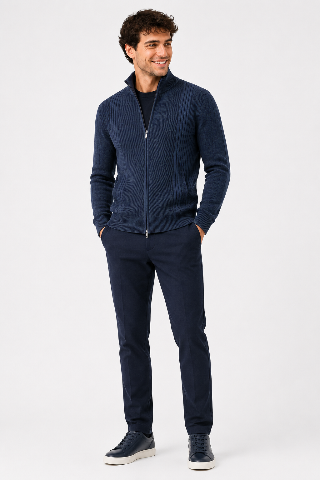 Eluneth | Veste Homme Zippée en Maille Épaisse