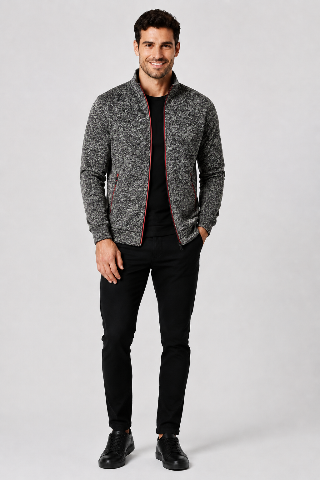 Eluneth | Veste Pull Zippée Homme à Maille Longue