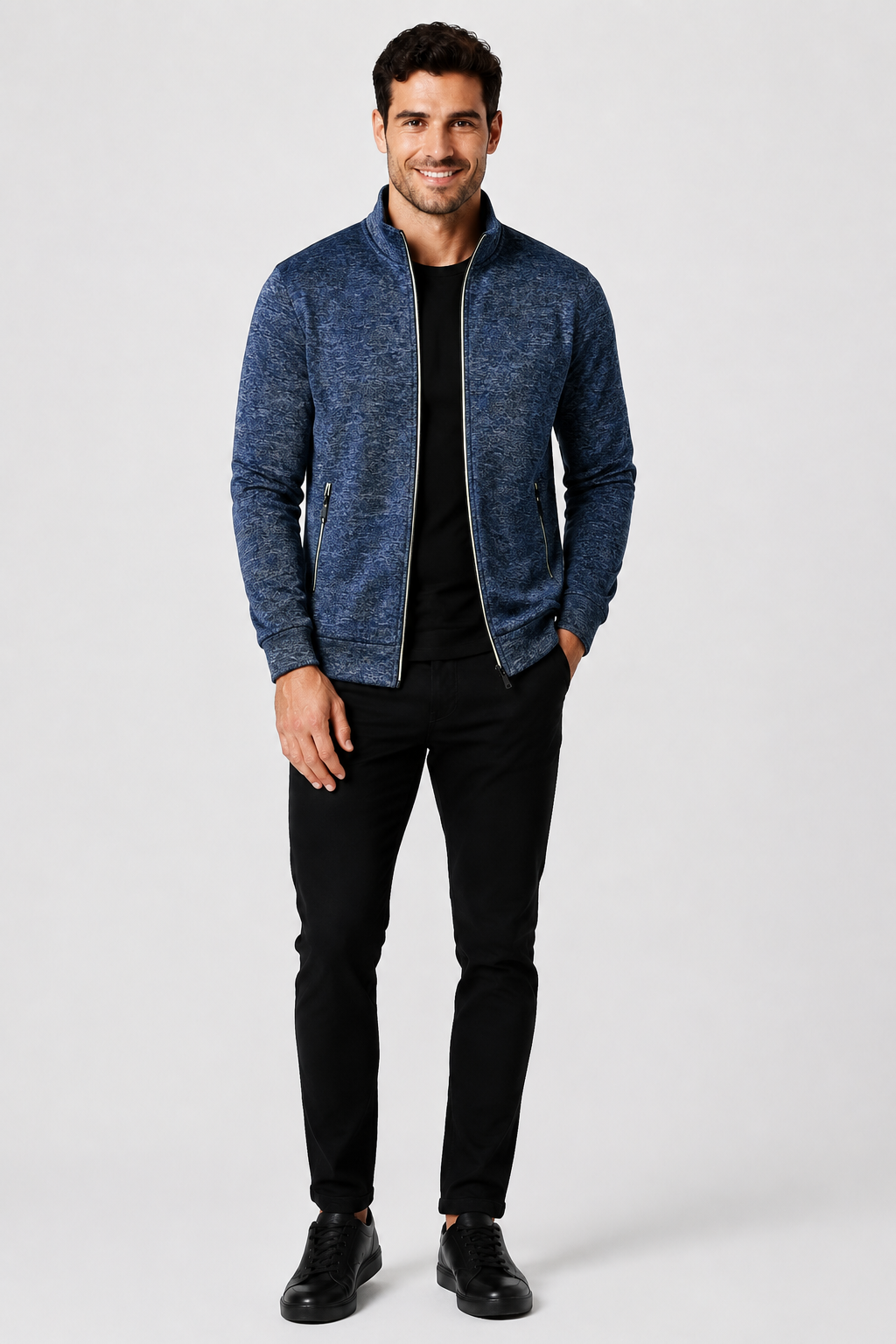 Eluneth | Veste Pull Zippée Homme à Maille Longue