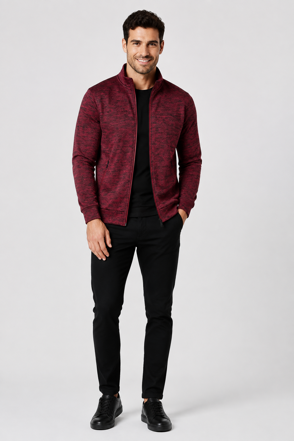Eluneth | Veste Pull Zippée Homme à Maille Longue