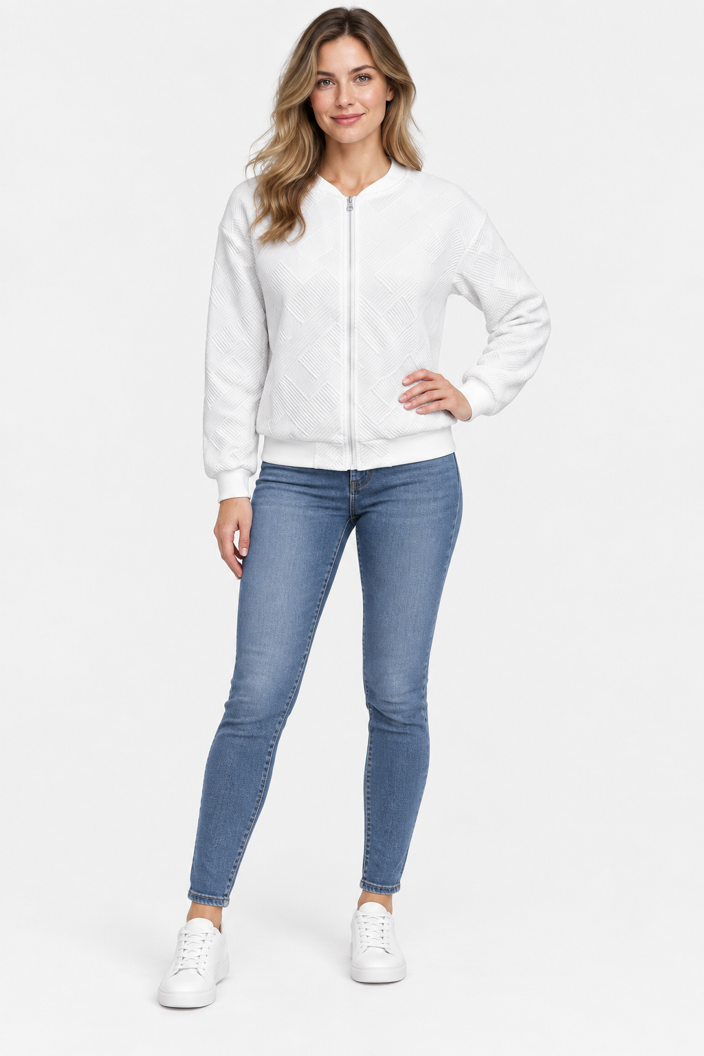 Eluneth | Veste texturée pour femme à col baseball