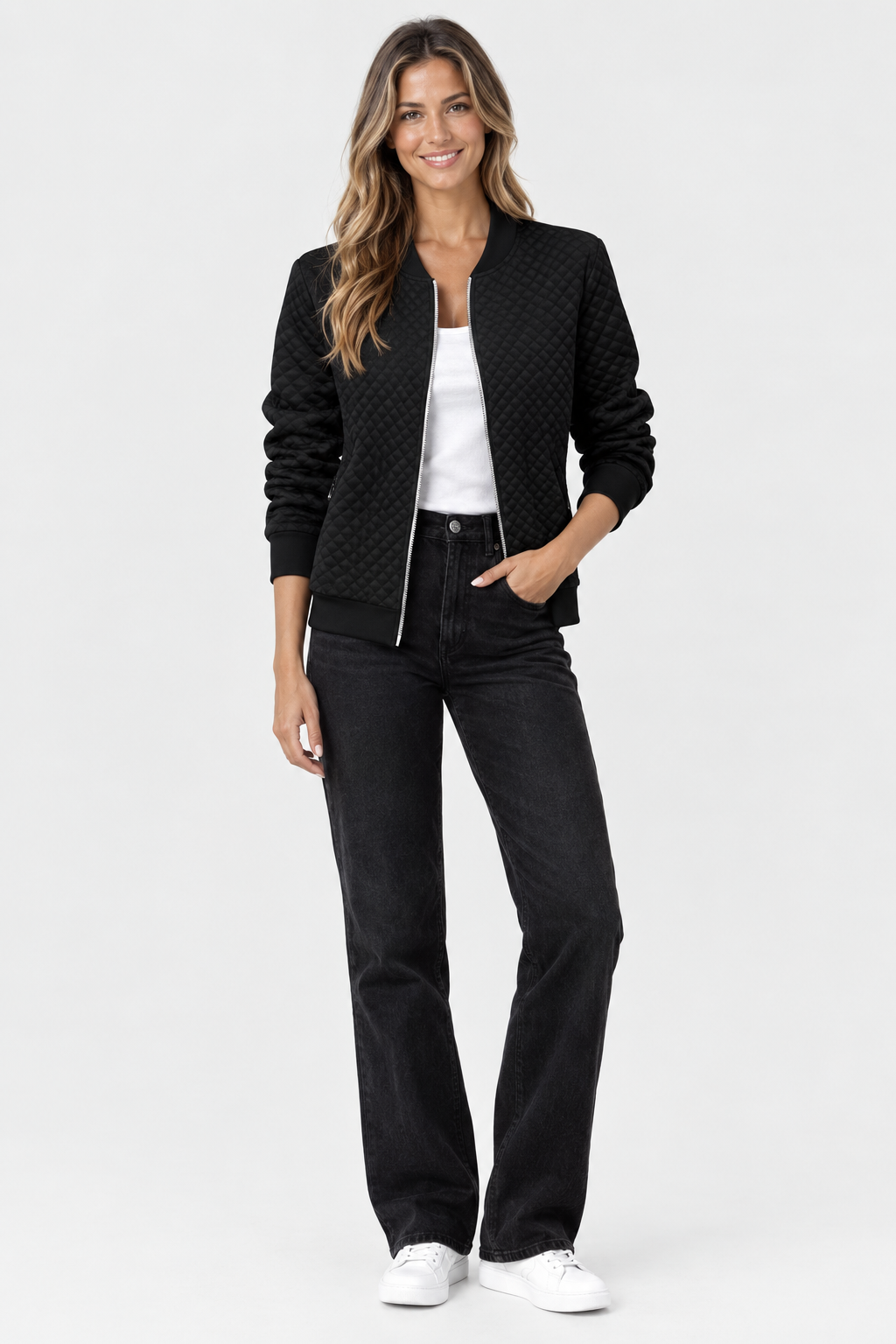Eluneth | Veste texturée pour femme à col baseball